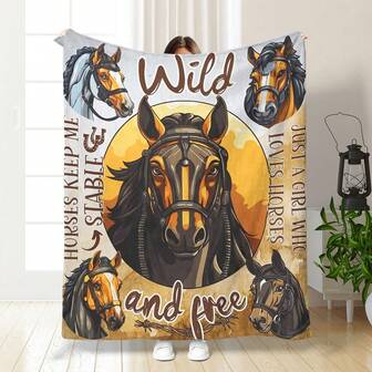 1 件柔软舒适轻便保暖马毯，适合床和沙发，四季皆宜