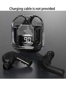 1 Transparent TWS Wireless Bluetooth Earphone, Stereo Wireless Earphone, LED Battery Display, Type-C Charging Case Compatible With All Smartphones, Suitable For Gaming, Music, Outdoor Sports/Business, Adult Use, Capacitive Microphone, Rechargeable 150mAh Battery, Polymer Lithium-Ion