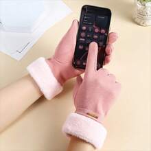 女士冬季保暖手套 秋冬季全指运动手套 触屏保暖内衬户外骑行手套 防寒保暖手套 - 彩色 - 查看 8