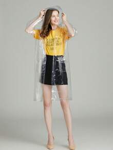 1pc Fashionable Transparent Long Raincoat, Full Body Rain Jacket