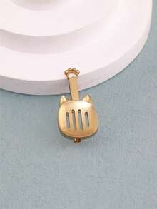 1pc Minimalist Hip-Hop Style Matte Gold Cat Brooch Pin, Everyday Wear