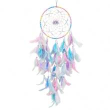 Boho Feather Dream Catcher Colorful Beaded Hanging Decor For Wall Bedroom Living Room Home - Multicolor - View 6
