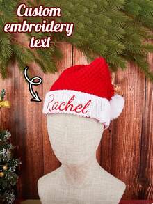 Cappello di Babbo Natale personalizzato - Cappello natalizio rosso con personalizzazione del nome di Babbo Natale, cappello di Babbo Natale in poliestere leggero per adulti, festa di Natale, servizi fotografici, regali natalizi personalizzati - cappello con nome facile da indossare, cappello di Natale divertente, celebrazione stagionale, design festivo, cuciture durevoli, accessori per feste, ricercatori di regali, pianificatori di feste, cuciture di alta qualità