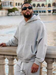 男士休闲运动卫衣 - 纯色，长袖，针织面料，H型版型，适合徒步旅行和户外活动，涤纶材质，圆领，秋冬季运动风