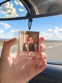 1 pieza Colgante de coche de acrílico personalizado, se puede personalizar con foto, ideal para decoración del interior del coche, regalo para familia, amigos, parejas, ocasión especial o regalo de Navidad