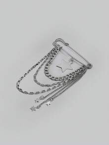 DareSee 1件装女士星形合金电镀时尚胸针，约会礼物，圣诞礼物 - 銀色 - 查看 3