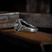 Men's Vintage Skull Ring - Motorcycle Biker Ring In Heavy Steel, Gothic Punk Fashion Statement Jewelry - Bạc - Xem 5