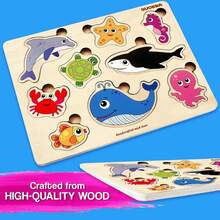 QUOKKA Wooden Puzzles For Toddlers Ages 1-3 –  Educational Wooden Toys For Kids Ages 3-5 - Animal Sea, Bugs And Birds  Learning Toy For Kids - 海 - 查看 4