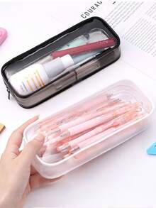 5-częściowy wodoodporny piórnik dla ucznia, gruba saszetka z PVC z zamkiem błyskawicznym, minimalistyczny pokrowiec z PVC na długopisy, przezroczysta plastikowa torba do przechowywania, wielofunkcyjna składana przezroczysta torba do przechowywania, torba do przechowywania artykułów papierniczych, torba na długopisy, torba do przechowywania kabli danych, torba do przechowywania biżuterii, przezroczysta torba na długopisy na egzaminy, przezroczysta torba z PVC do przechowywania pędzli kosmetycznych, łatwa w użyciu