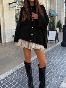 Freeform Autumn/Winter Women's Cardigan Sweater Jacket, Fashion Minimalist Business Casual Commute Elegant Vacation Warm High-End Versatile Slimming Victory Day Ladies Cute Top Korean Style, Size Runs Large Recommend Ordering One Size Down