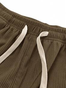 Men's Everyday Corduroy Joggers - Couples Matching Design, Elastic Drawstring Waist Pockets Straight-Leg Pants - 棕色 - 查看 4