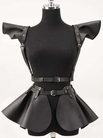 皮革束身胸衣荷叶边褶皱裙朋克风皮革腰带束身腰带送给他的男朋友