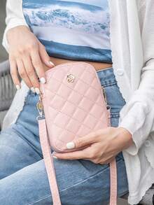 Neue modische minimalistische Damen Rhombus Muster Umhängetasche, kleine quadratische Geldbörse, lässige Pendler Umhängetasche für Outdoor-Einkäufe - Verschiedenfarbig - Übersicht 4