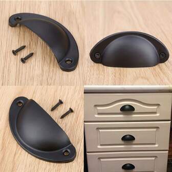 12 Stücke antike Schubladengriffe, vintage Muschelförmige Schranktürgiffe mit Montagematerial, geeignet für Küchenschränke, Kleiderschränke, Kommoden