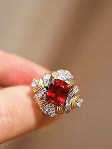 1 Peça Anel de Zircônia Quadrado Vintage de Prata Esterlina S925, Design Elegante Versátil Adequado para Uso Diário, Festivais, Festas, Presente de Joias para Mulheres - Anel feminino estilo palácio - Visão 8