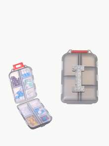 1pc New Pearl Letter A-Z 10 Grids Pill Box Organizer - Portable Folding Medicine Box, Daily Medication Planner And Capsule Dispenser, Suitable For Travel, Vitamins, Supplements, Weekly Travel Pill Box, Travel Pill Organizer - Multicolor - View 105