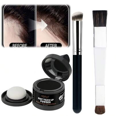  GOIPLE 补色粉，自然即时遮盖白发，防水发际线阴影粉，蓬松遮瑕粉，填补稀疏阴影，补色粉，遮盖白发根，发际线粉棒，多用途眉毛纤维，适用于眉毛、胡须、蕾丝假发和鬓角，眉粉，带镜子、粉扑、发际线刷、多功能化妆刷、化妆工具