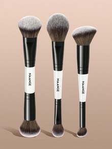 MAANGE 3/10Pcs Professional Facial Double-Ended Makeup Brush Set,With Makeup Bag,Bevel&Taper Foundation Brush Contour Brush Blush Brush Powder Brush Eyeshadow Brush Concealer Brush Highlight Brush Smudge Brush,Makeup Tools With Soft Fiber For Easy To Carrying,Set For Travel,Gift For Women&Girls