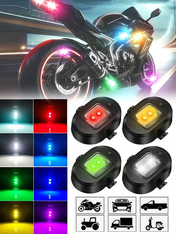 4/2 szt. Światła motocyklowe, stroboskopowe, USB LED, antykolizyjne, do latania nocą, mini, migające, ostrzegawcze, sygnalizacyjne