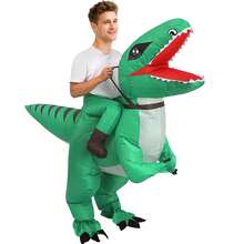Customized Inflatable Tyrannosaurus Rex Costume, Inflatable Mascot Costume For Advertising, Cartoon Plush Doll Outfit - Cycling Dark Green Printed Velociraptor - View 4
