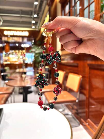 1 szt. Choinka z brelokiem na imprezę, sztuczne perły, prezenty świąteczne, breloki dla kobiet, prezenty dla mamy, siostry na cztery pory roku, prezenty dla przyjaciół, prezenty dla przyjaciółek, akcesoria do toreb, zawieszki do toreb, akcesoria samochodowe, breloki do toreb, akcesoria świąteczne