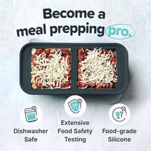 2 Cup Silicone Freezer Molds With Lids U2013 Soup Freezing Lasagna, Leftovers, Soups, Sauces, Casseroles, Meal Prep Meals And More U2013 Charcoal 2 - Pack - 木炭+2件裝 - 查看 3