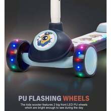 XCJump Kids Scooter – 3 Wheel Scooter For Kids With Adjustable Handlebar, LED Light-Up Wheels, Music, Wide Anti-Slip Deck & Safety Rear Brake, Durable Design For Ages 3-12