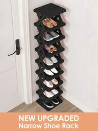 Narrow Shoe Rack, Vertical Shoe Rack, Shoe Storage Organizer, Tall Slim Shoe Shelf Cabinet, Shoe Holder, Tall Shoe Tower, Free Standing Vertical Shoes Racks, For Small Spaces And Corner, Stackable, Space Saving, For Entryway Closet