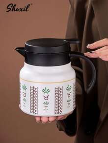 shoxil 1pc 800ml Stainless Steel Teapot With Tea Infuser Strainer, Saudi Style Thermal Coffee Carafe, Double Wall Vacuum Flask, Hot & Cold Retention, Home/Office/Travel - Pot - View 5