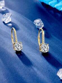 Ladies' Earrings, Elegant Earrings, Christmas Jewelry, Ladies' Christmas Jewelry, Thanksgiving Earrings, Crystal Earrings, Diamond Studded Earrings, A Mixed And Matched Diamond Studded Earring Designed With High Transparency Crystal Stone, Is An Economical Gift For Girlfriends/Seniors On Valentine's Day/Christmas/Thanksgiving, - Vàng - Xem 5