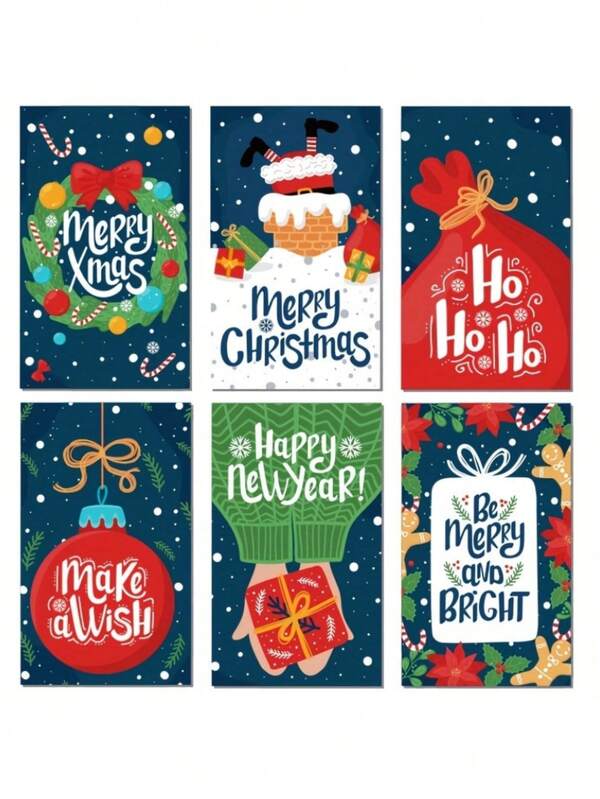 50pcs Merry Christmas Cards, Floral Design, Personalized Holiday Cards For Friends, Holiday Thank-You And Congratulatory Cards, Inspiring Themes, Christmas Gift Cards