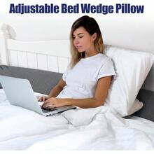 Wedge Pillow Headboard For Bed Gap Foldable Bed Wedge Gap Filler Twin Size Multi Functional Bed Crack Pillow To Fill The Gap 0-7 Between Your Headboard And Mattress Ideal For Sleeping Comfort Back Support And Bed Frame Stability Grey - DARKGREY - View 2