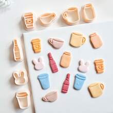 Wine Bottle Coffee Tea Cup Clay Cutters For Earrings Making Clay Cutters For Polymer Clay Jewelry, Jewelry Making Kits - Beige - View 4