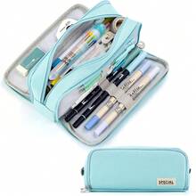 Large Capacity Pencil Case 3 Compartment Pouch Pen Bag For School Teen Girl Boy Men Women