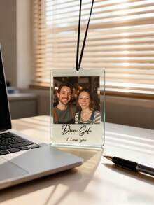 1 pieza Colgante de coche de acrílico personalizado, se puede personalizar con foto, ideal para decoración del interior del coche, regalo para familia, amigos, parejas, ocasión especial o regalo de Navidad