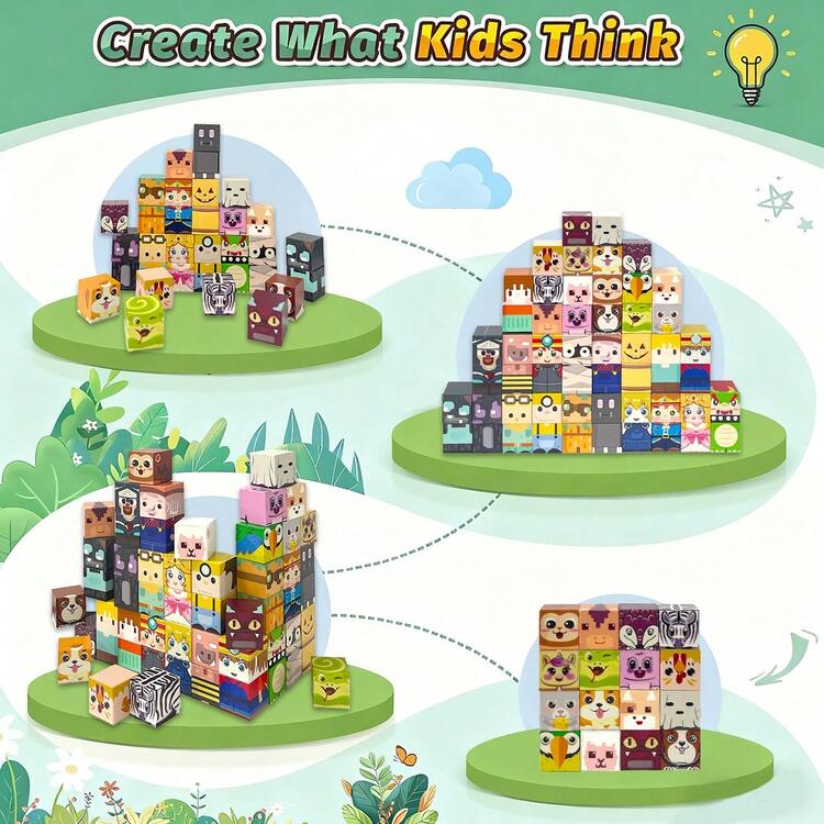 300pcs Magnetic Building Blocks - Children Magnetic Toys, Magnetic Cube Blocks, Stacking Magnets, STEM Learning Toys, Birthday Gift For Boys And Girls 3+ Years Old - Multicolor - View 7