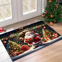 1pc Festive Santa Claus Door - Washable, Polyester, Rectangular Holiday Home Decor With Vibrant Winter Scene, Decoration Front Door - Multicolor - View 4
