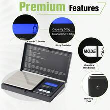Garnen Jewelry Scale 500g/0.01g Precision Gram Scale Digital Weight Grams Ounces, Small Scale Portable Mini Pocket Scale For Coffee Spices Lab Kitchen - màu đen - Xem 4
