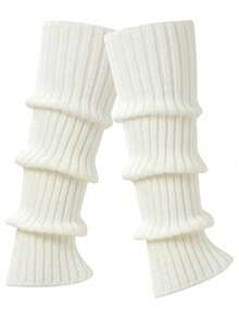 Pastel Ribbed Knit Leg Warmers, Women's Warm Boot Cuffs, Autumn/Winter, Everyday Knit Leg Warmers, Comfortable & Warm - Multicolor - View 19