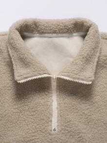 2025 New Fleece Jacket Sweatshirt For Men, Casual Thick Loose Fit Half Zip Up Sweatshirt, Spring Autumn - Apricot - View 4