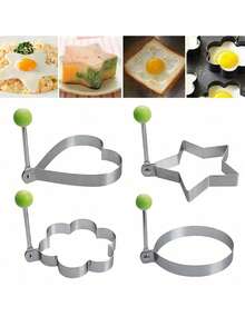 Fried Egg Rings Molds Non Stick For Griddle Pan, Egg Shaper Pancake Maker With Handle, Stainless Steel Egg Form For Frying Cooking Egg Molds Egg Shaper Egg Ring Pancake Maker With Handle - Multicolor - View 5