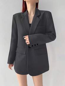 Blazer con solapa entallada para mujer para primavera y otoño: una prenda exterior casual que combina un estilo único con versatilidad