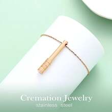 nuevo-2025Yinplsmemory - Collar de urna de barra cilíndrica para cenizas, collar personalizado de cenizas, collar de recuerdo de un ser querido - Oro rosa - Ver 5