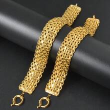 1pc Hip Hop Exaggerated 14k Gold Plated Copper Sailor Clasp Bracelet For Women