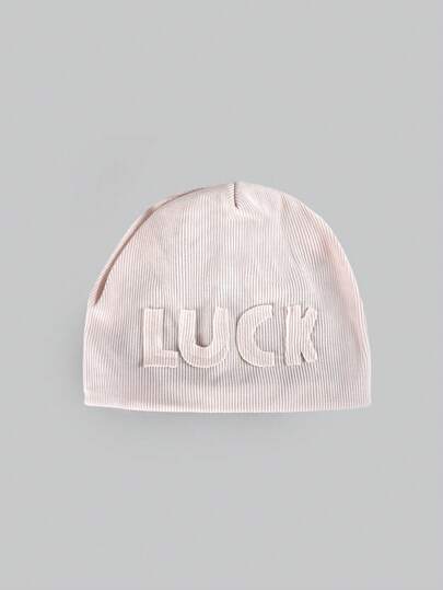 DareSee 1顶女士针织“LUCK”字母帽，时尚宽松休闲帽，音乐节礼物