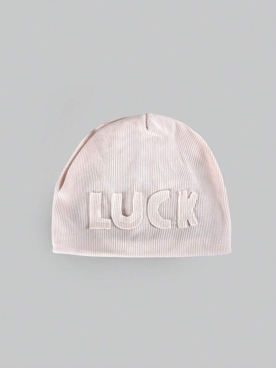 DareSee 1顶女士针织“LUCK”字母帽，时尚宽松休闲帽，音乐节礼物 - 多色 - 查看 1