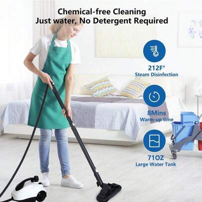 ESUPER Máy lau nhà hơi nước - Máy lau nhà hơi nước 19 trong 1 cho gia đình với bình chứa nước 71 OZ và dây nguồn dài 16,4FT, công suất 2000W, máy lau nhà hơi nước có thể tháo rời để vệ sinh sàn Máy lau nhà hơi nước đa năng cho gỗ cứng, gạch, đồ nội thất với 19 phụ kiện