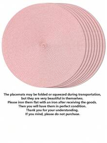 1pc Handmade Woven Pink PP Placemat, 4.72 Inch Round Woven Coaster, Decorative Mat, Best Seller, Available In Multiple Colors, Table Mat, Wrinkle-Resistant Placemat, Suitable For Birthday, Housewarming, Celebration, Holiday Party, Family Gathering And More Occasions. - Baby Pink - View 12