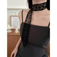 1pc Soft And Elegant Lace Scarf Fashion Botanical Scarf Embroidery Office Ladies Wrist Hair Bands Scarf Turban Headscarf Neck Towel - 白色 - 查看 9