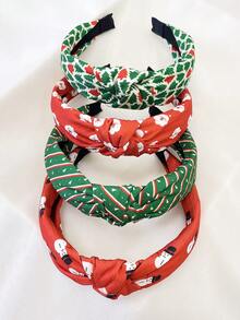 4pcs/Set Women's Santa Claus, Snowman, Christmas Tree Fabric Headbands, Sweet Headwear For Daily Use And Christmas Holiday, Hairband For Women, Autumn Outfits, Hair Hoop ,Christmas Decorations Home Holiday Essential